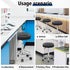 Brick Attic Rolling Stool with Wheels, PU Leather Small Office Chair with Foot Rest,Versatile Adjustable Swivel Stool