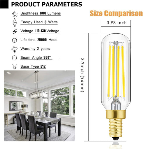 E12 LED Dimmable 8W Equal 100 watt Daylight 4000K T6 T25 E12 Candelabra Bulb for Chandeliers,Ceiling Fan,Pendant,Wall sconces AC120V 800LM e12 Light Bulb 6Pack by Leools