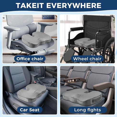 Generic Tailbone Gel Memory Foam Layer Wheelchair Cushion - Wheelchair Office Chair, Kitchen Chair, Car Seat - Pressure