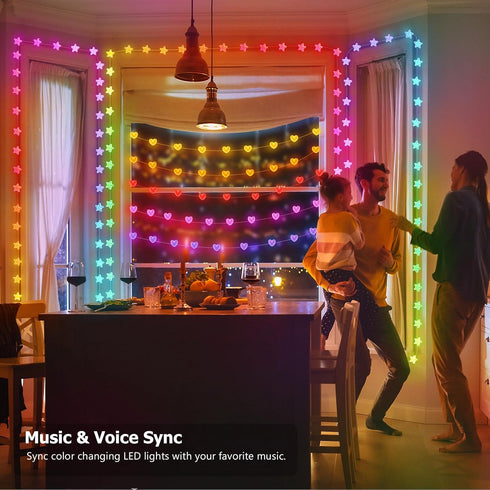 16.5ft 33 200+ Star String Lights, LED RGB Color Changing String Fairy Lights, Smart APP & IR Remote Control, Scene