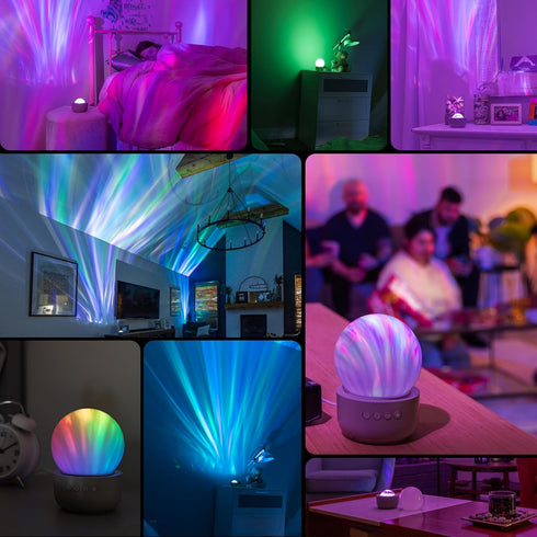 ENBRIGHTEN Aurora Wave Galaxy Projector Night Light, Tabletop Crystal-Ball for Bedroom, Playroom, Kids, Adults, 76044