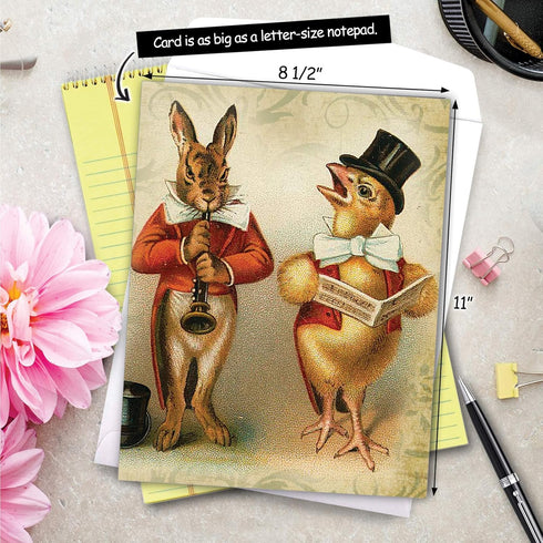 The Best Card Company Jumbo Easter Greeting Card (1 Pack) 8.5 x 11 Inch with Envelope - Jumbo Funny Bunnies
