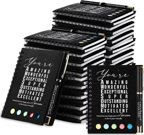 Jetec 25 Sets Team Employee Appreciation Gifts, Inspirational Spiral Notebooks with Ballpoint Pens for Boss Coworker