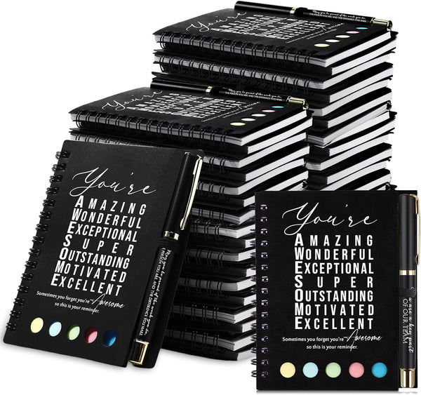 Jetec 25 Sets Team Employee Appreciation Gifts, Inspirational Spiral Notebooks with Ballpoint Pens for Boss Coworker