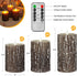 Sets 24 3" 4" 5" 6" Pack 3 AKU TONPA Pine Bark Effect Flameless Candles Battery Operated Pillar Real Wax Flickering