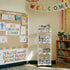 4 Tier Classroom Rolling Cart Storage Utility Cart with Handle Hook, Monster Value Cards and Adhesive Dots Movable
