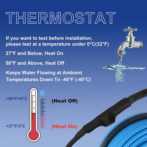 MAXKOSKO 6Ft. 120V Heat Tape for Water Pipes, Self-Regulating Heating Cable for Metal and Plastic Pipes