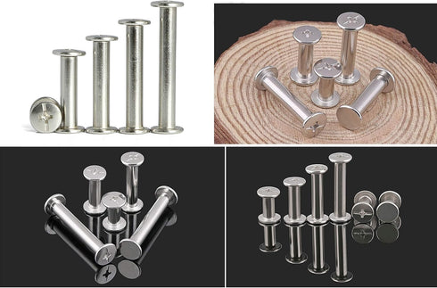 LBY 35 Sets M5 x 50mm Chicago Screws Assortment Kit - Binding Screw Posts for Leather Saddles, Purses, Belt Repair -