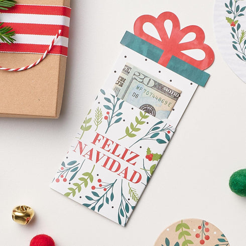 Set 8 Big Dot of Happiness Feliz Navidad - Holiday and Spanish Christmas Party Money and Gift Card Sleeves - Nifty