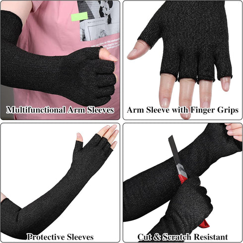 2 Pairs Anti-Cut Protective Sleeves Arm Sleeves Safety Cut Resistant Gloves