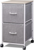 DEVAISE 2 Drawer Mobile File Cabinet, Rolling Printer Stand for A4 or Letter Size, Light Grey Fabric