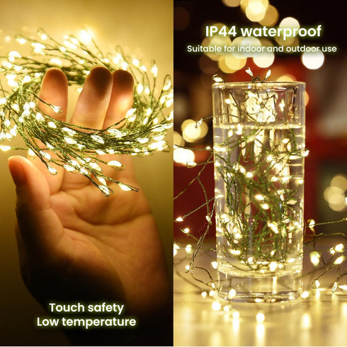 6feet 120 Dailyart LED Starry Lights, Battery Operated Waterproof Dark Green Copper Wire Fairy Light String Light