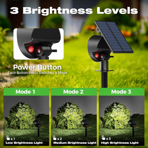 1 Pack 3 nipify Solar Spot Lights Outdoor Waterproof with Modes, Solar Spotlight Light for Outside Yard Landscape