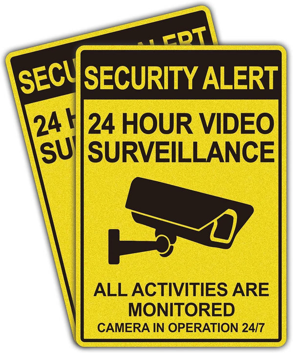 Soslina Security Signs Video Surveillance Sign, 2 Pack 10x7 Inch Non Metal Vinyl