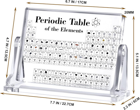 HeiMma 6.7 4.7, Acrylic Periodic Table with Real Elements InsideSize: * Valentines Day Gift for Kids for Science Lovers