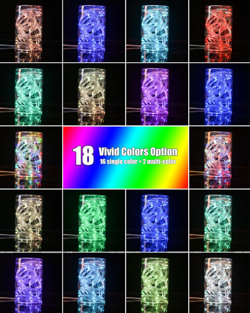 66ft 200 16 8 LED Waterproof String Lights, Color Changing Outdoor/Indoor Rope Lights Plug in with Remote, Colors