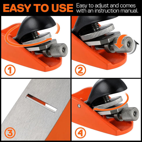 JORGENSEN NO.102 Mini Wood Planer, 3.5" Hand Plane for Woodworking, Adjustable Cutting Depth