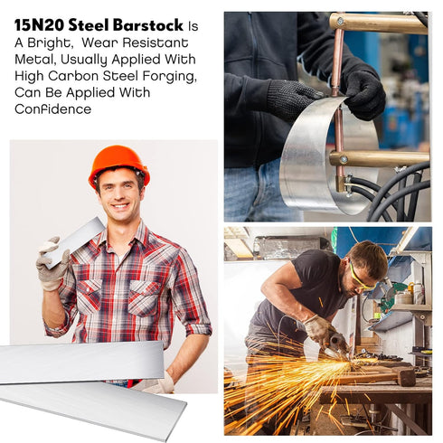 Ferraycle 15N20 Steel Flat Stock Bar, High Contrast Blade Billets for Making Forging Carbon Damascus Knives