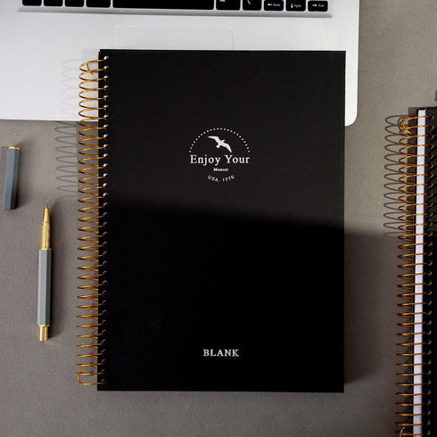 FLYING EAGLE Large Blank Spiral Notebook Journal, 8.5 x 11, 210 Pages, Hardcover Sketchbook for Men Women, Black