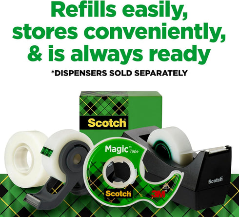 Scotch Magic Tape, 2 Rolls, Invisible, Engineered for Repairing, 1/2 x 1296 Inches, Boxed