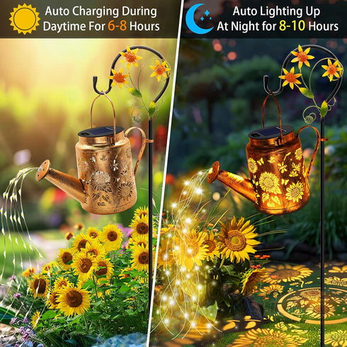 Solar Watering Can with Lights, Birthday Gifts for Mom Women Mother's Day, Outdoor Garden Decor Sunflower Solar Garden