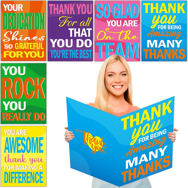 6PCS Large Thank You Cards Big 14 x 21 Inch Employee Thank
