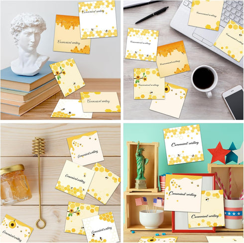 Bee Sticky Notes 9 Pieces, 3x3 Inch Cute Bee Note Pads for School Office Home Supplies
