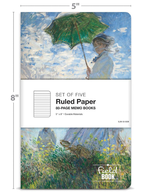 Elan Publishing Company Field Notebook - 5"x8" - MONET Patterns - Lined Memo Book - Pack of 5