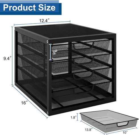 Natwind Mesh Desk Organizer with 4 Tier Sliding Drawers, Office Supplies Desktop Organizers and Accessories Storage for