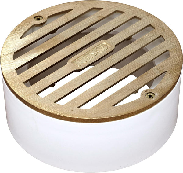 NDS 910B Round Grate Drain Cover, 4 In. with PVC Collar, Connects to 3 Inch Drain Pipe & 4 Inch Fittings