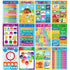 Educational Posters for Preschoolers, 12PCS Alphabet Letters, Numbers, Shapes, Colors, 11 x 16 Inch