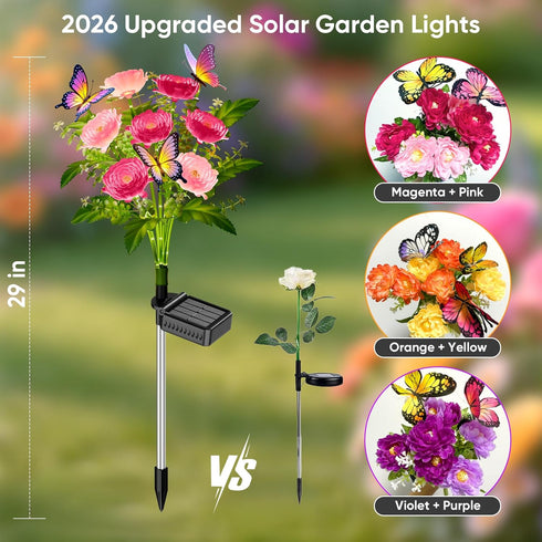 YALVION 3 Pack Solar Flowers Lights Outdoor Waterproof: LED Solar Lights Decorative for Outside Garden Decor
