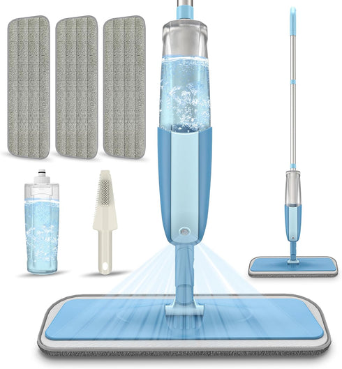 MEXERRIS Spray Mops Wet Mops for Floor Cleaning, Microfiber Dust Mop with Sprayer, 3X Washable Pads