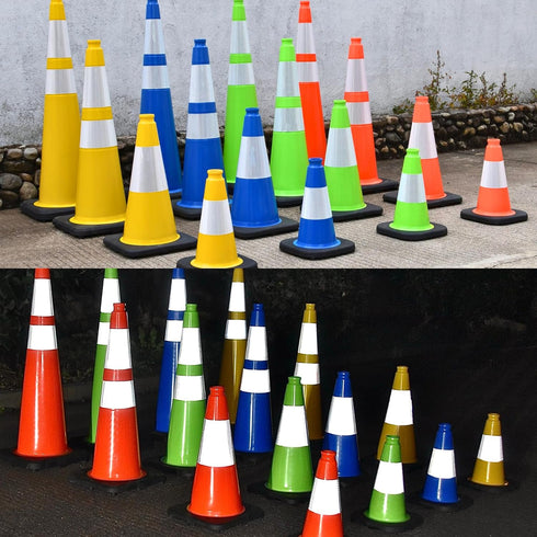 4 Pack 12 Inch (4, 12 Inch) Blue PVC Traffic Cones Black Base, Sport Training Cones for Soccer Drills, Outdoor Play