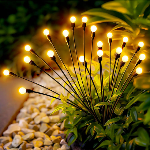 Solar Garden Lights - 20 LED Firefly Outdoor Lights, Waterproof for Christmas Yard Patio Pathway Decoration (2 Pack)