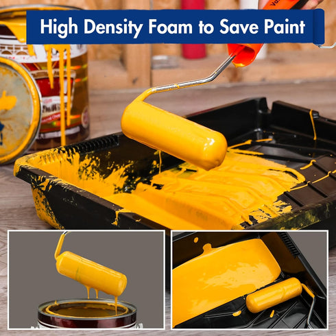 WORKPRO 12-Pack Foam Paint Roller Kit, 4 inch Mini Paint Roller for Painting Walls, Cabinets, Doors, Fences