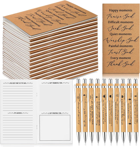 Spakon 30 Pack Pastor Gifts, Christian Prayer Journals with Bible Verse Pens, Inspirational Notebooks for Church