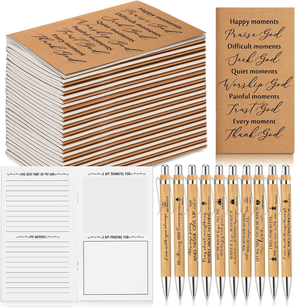 Spakon 30 Pack Pastor Gifts, Christian Prayer Journals with Bible Verse Pens, Inspirational Notebooks for Church