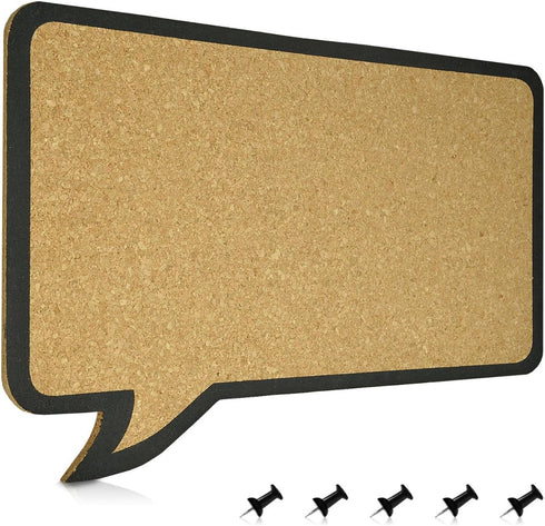 Navaris Cork Board Bulletin Board - Rectangular Speech Bubble Design 11 x 17 in, includes 5 Pins for Memo Display