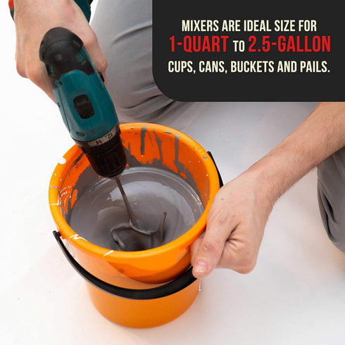 TCP Global 2 Types of Paint Mixer Blade Drill Tools for Mixing Quarts to 2.5 Gallon Buckets, 14" Long