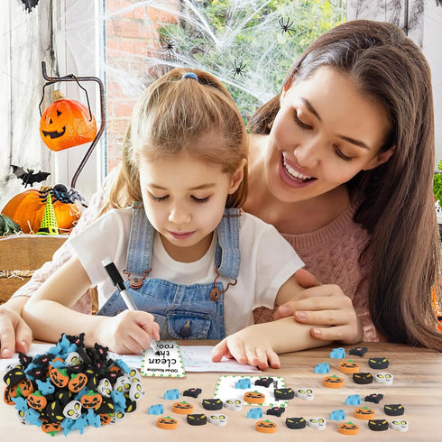 FOIMAS 80pcs Halloween Erasers - Pumpkin Ghost Skull Rubber Erasers for Trick or Treat Goodie Bags