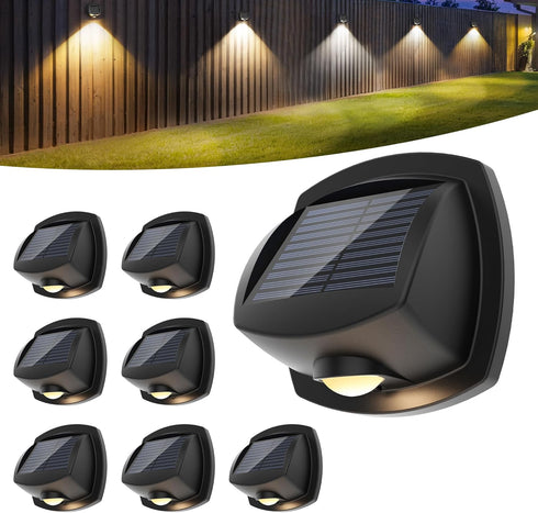 IP65, 3 Decor-8 Pack SOLPEX Solar Lights Outdoor Waterproof Solar Stair Lights Outdoor for Fence, Deck, Step, Dual
