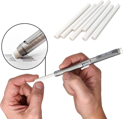 June Gold 15 Piece Art Eraser Set, 3 White Vinyl, 3 Pink Rubber, 3 Kneaded, 3 Retractable, & 3 Refills