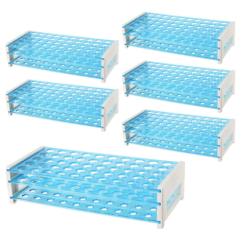 6 Pack Plastic Test Tube Rack, 50 Holes Holder for 13/16mm Tubes, Detachable Stand for Scientific Experiments
