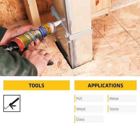 Sikaflex Insulation Sealant & Adhesive, 9 fl.oz. Cartridge, White, Bonds to Most Insulation Boards and Wraps, Flashing