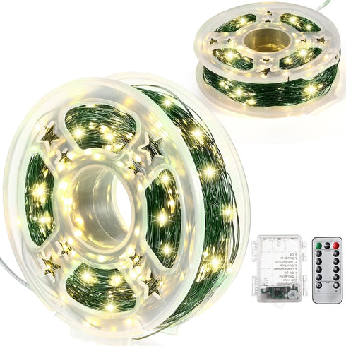 Remagr Fairy String Lights Battery Operated Green Wire LED Waterproof String Lights