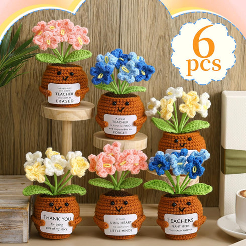 Wavwavw 6 Pcs Graduation Teachers Appreciation Gifts Bulk End of The Year Teacher Gifts Thank You Handmade Crochet