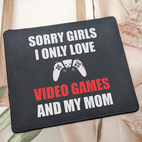 I Love Video Games and Mom Mouse Pad, 9.5 x 7.8 Inch Gaming Mat, Funny Gifts Idea for Boys Teens - Valentines Day