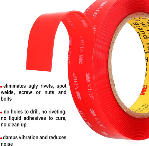 CANOPUS Double Sided Mounting Tape, Strong & Heavy Duty, Permanent Clear 4910 for Indoor Outdoor Fixing, 0.5in x 15ft