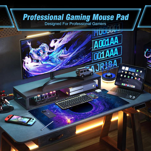 Mysterious Black Hole Gaming Mouse Pad, Cool Technology Style, Superior Smooth Fabric & Non-Slip Base, 31.5 x 11.8in XXL